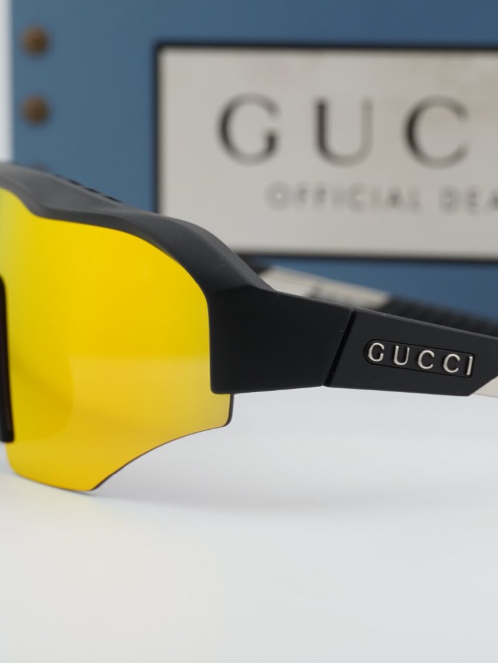 Gucci GG2017S 004 Shield Sunglasses - Black / Orange Mirror - Picture 3 of 11